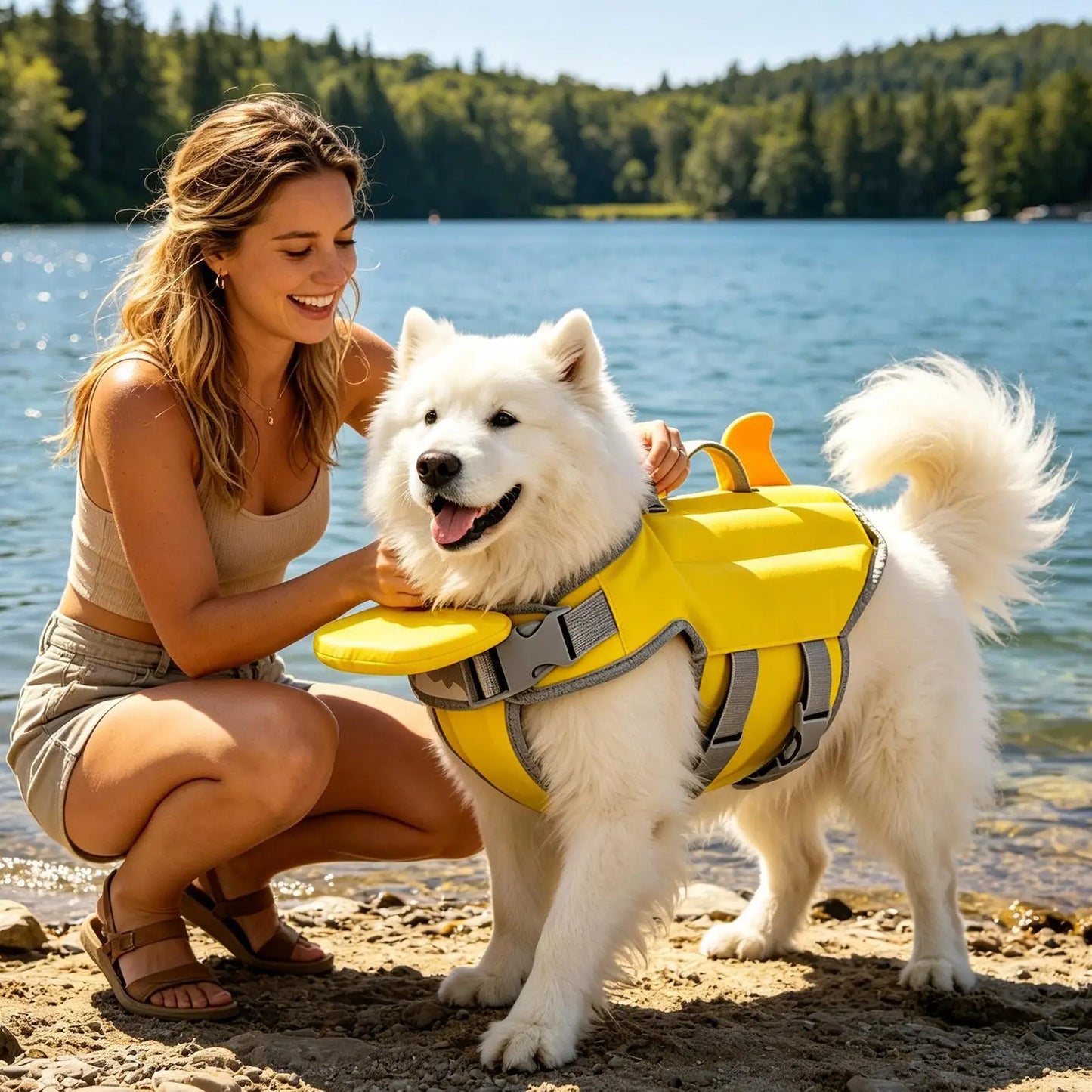 Life Jacket for Dogs with Rescue Handle Waterproof Dog Swimming Vest Floating Jacket for Puppy Small Medium Pet Pool Outdoor